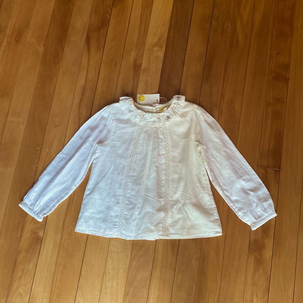 Boden girls white long sleeve blouse